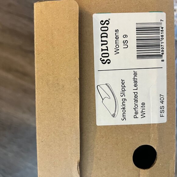 Perforated White Leather Smoking Slippers - Soludos - Picture 3 of 3